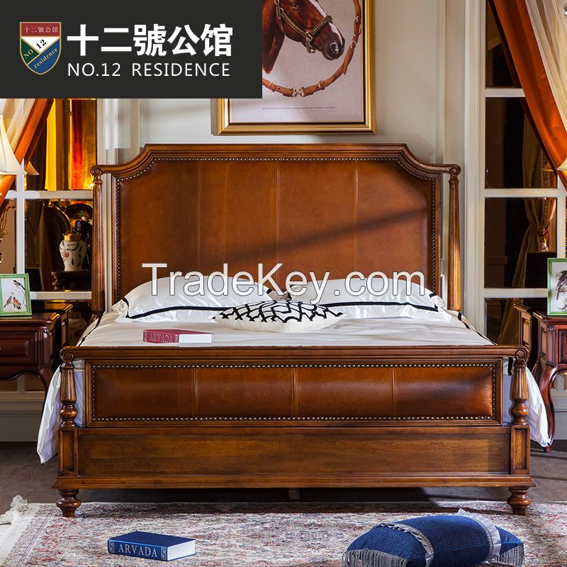 American style bed, solid wood bed, double bed, classical bed