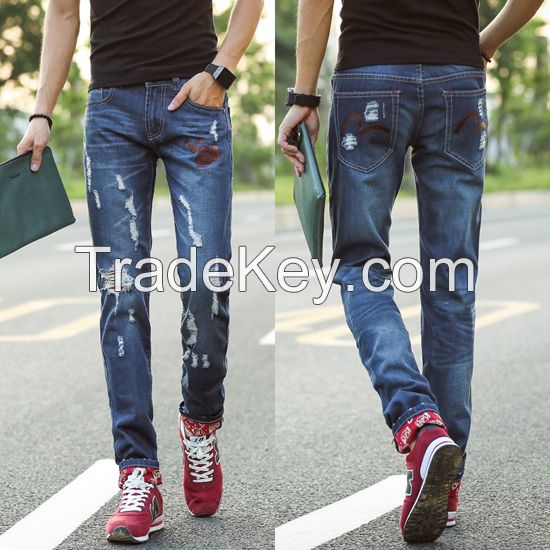 men's jeans korea style tendy style leisure denim pants