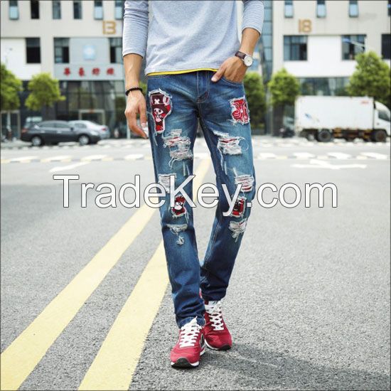 men's jeans korea style tendy style leisure denim pants