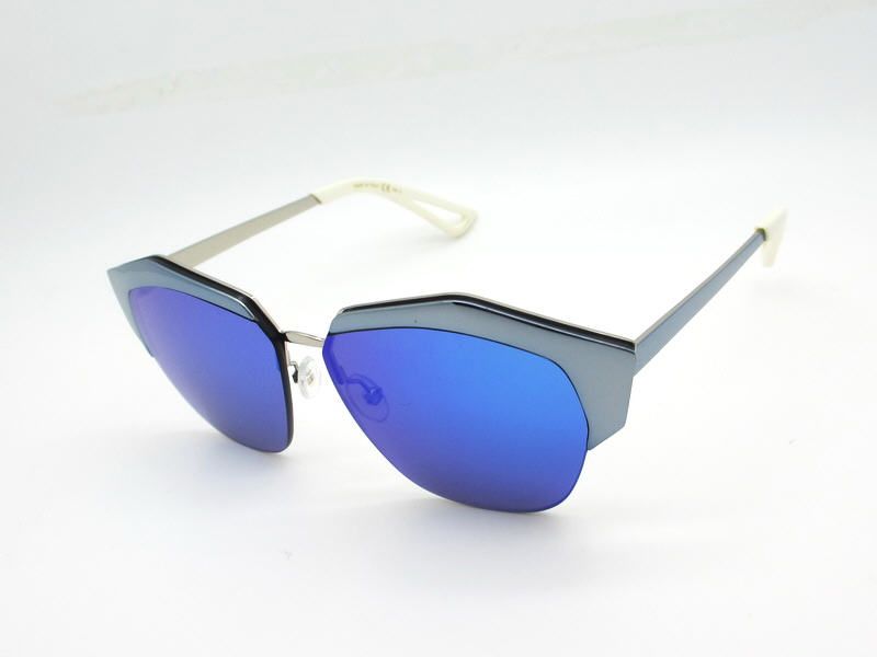 Irregular metal half-frame designer sunglasses