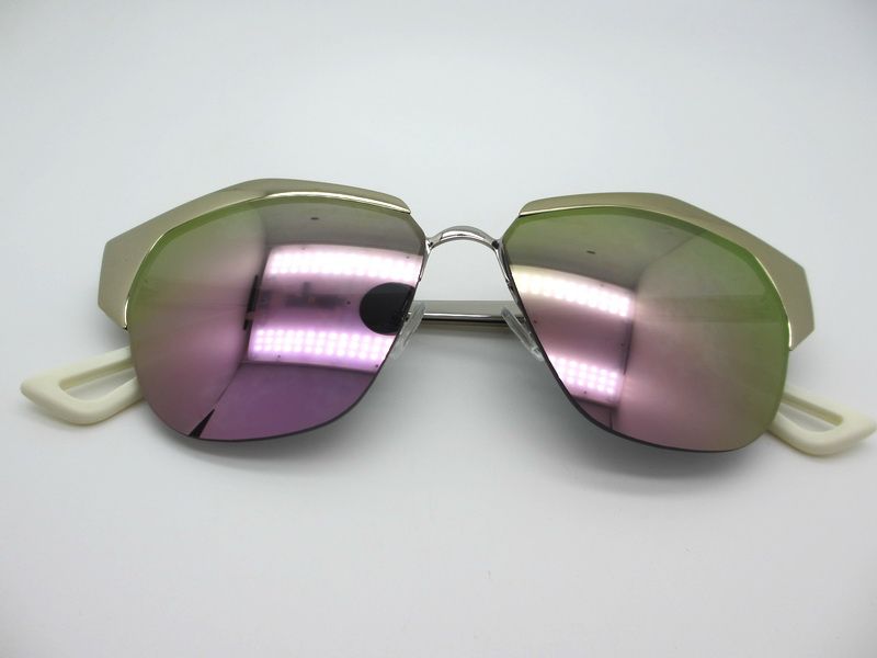 Irregular metal half-frame designer sunglasses