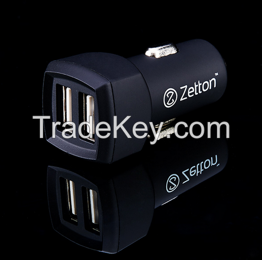 zetton mini usb soft touch In-Car charger 3.1A + 2USB