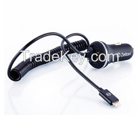 in-Car charger 2.1A + 1USB + Cable USB-Lightning with best service and quality