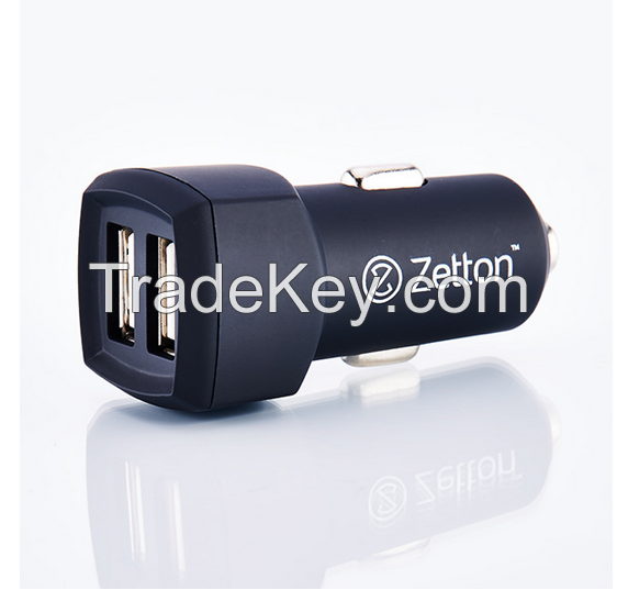 mini usb  rubberized plastic In-Car charger 2.1A + 2USB for emergency