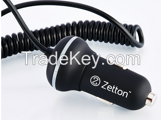 mini zetton In-Car charger 2.1A + 1USB + Cable Micro USB for smartphones