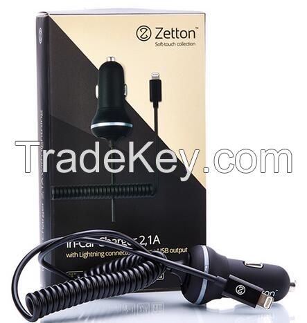 in-Car charger 2.1A + 1USB + Cable USB-Lightning with best service and quality