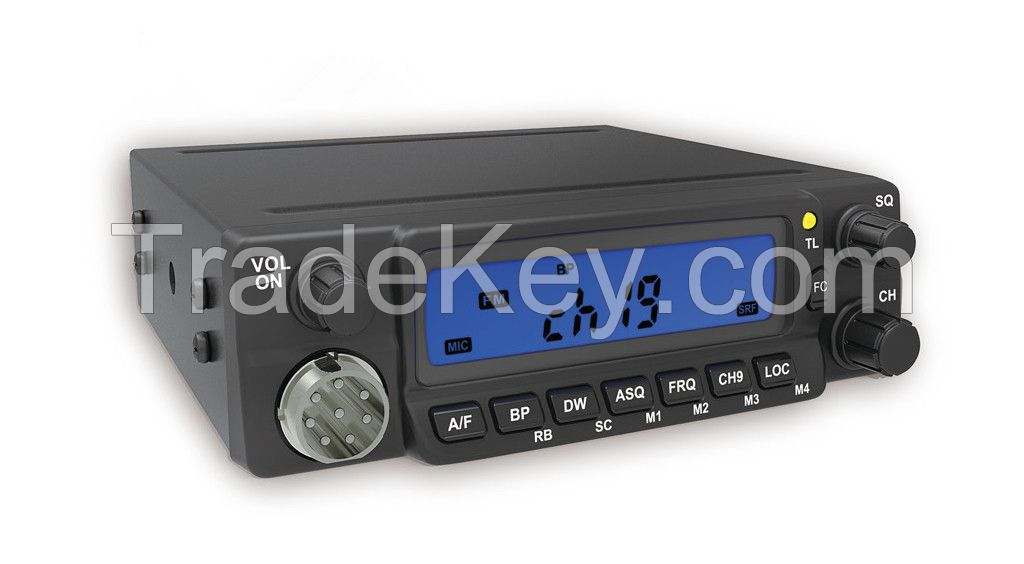 Mobile CB Radio with AM/FM Operating Mode and 4/10w power, dual watch function, frequency display