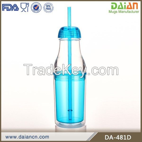Hot new products for 2015 plastic drinking water bottle with straw