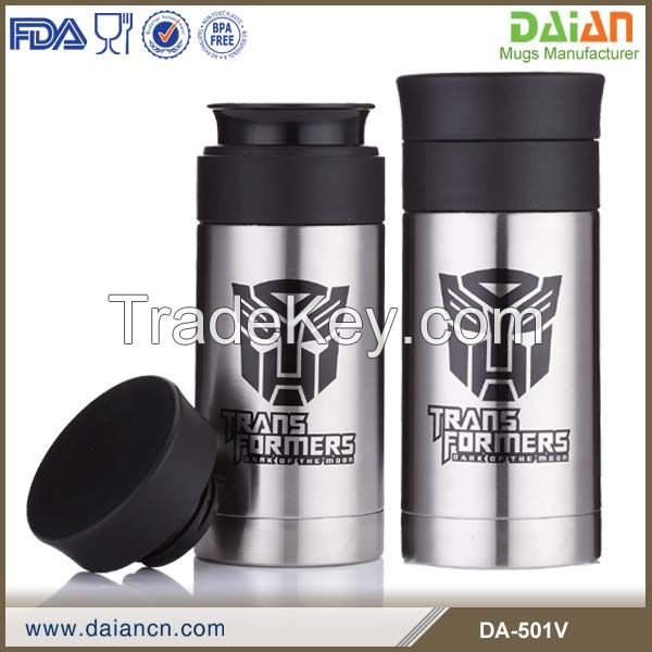 Promotional Double Wall plastic cup with screw on lid