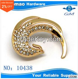 Dolphin shape metal leather accessories with shinny rhinestone