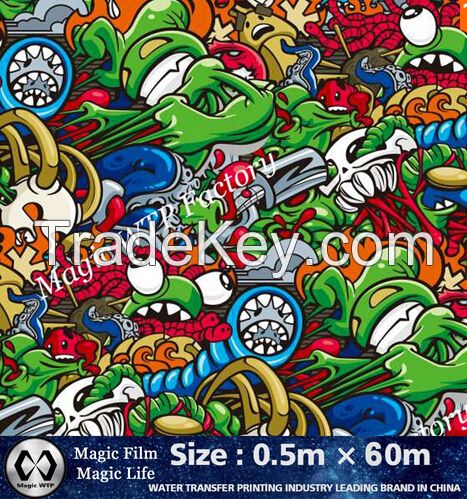 New Arrival Hydrographic Film Skull Pattern NO.GD7598CN Width 0.5M Length 60M Water Transfer Printing Film Skull From Magic WTP