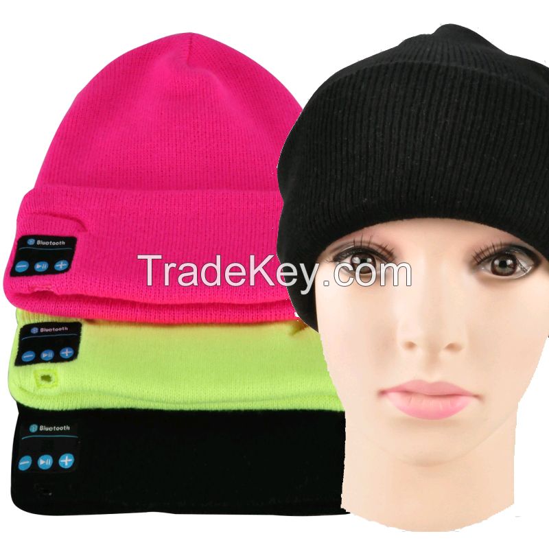 Wholesale Fabric Bluetooth Beanie Hat With Headphone Smart Bluetooth Beanie Music Knitted Hat Winter MP3 Women / Men Cap