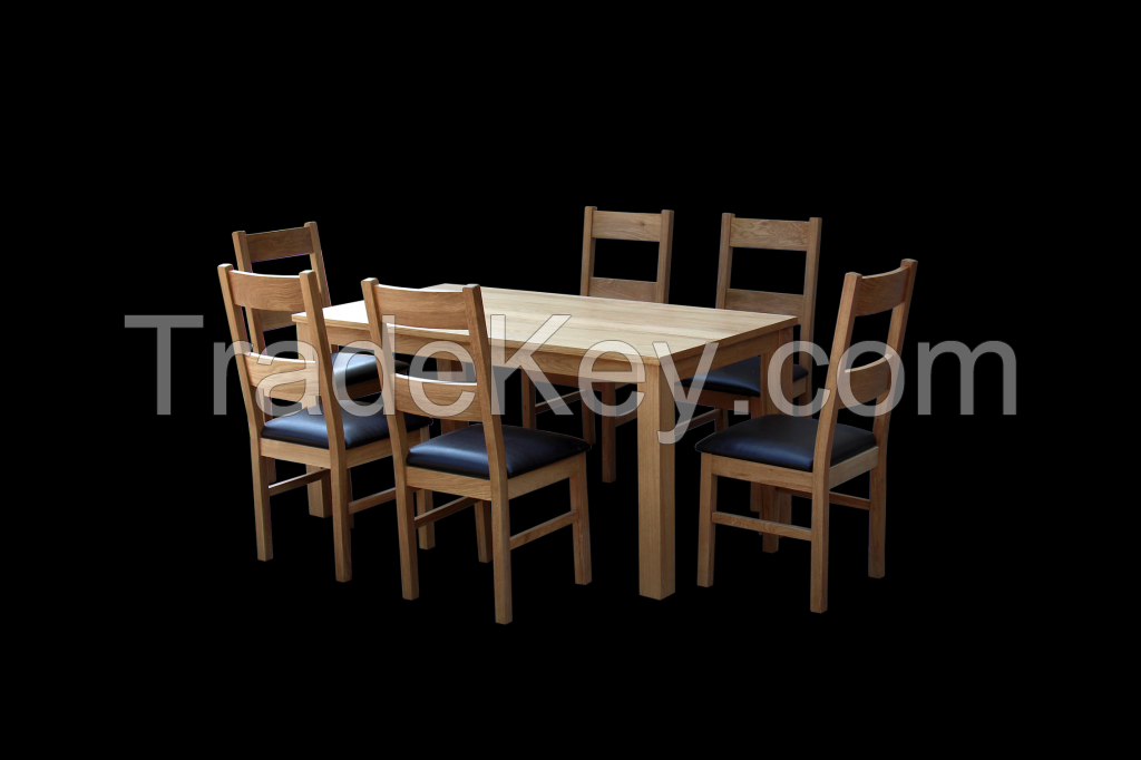 solid oak dining table and chairs