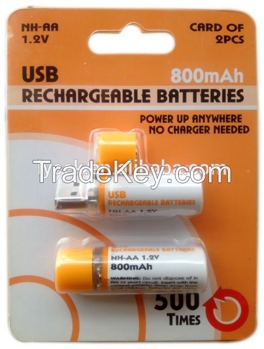 Durable 1.2v Ni-mh dry USB rechargeable Battery