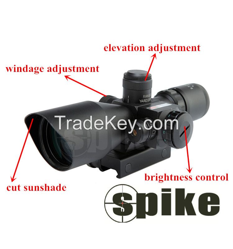 Spike 2.5-10X40Tactical rifle scope with red laser sight for hunting