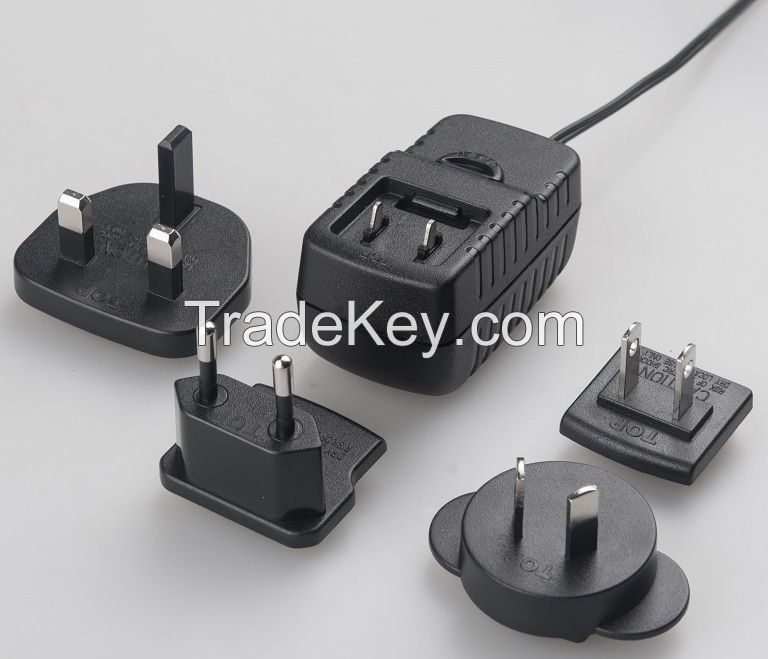 24W wall-mount type with interchangeable plugs, UL/FCC/CE/GS/SAA/TUV 