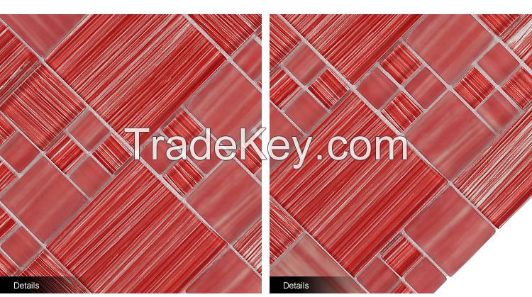 Hand Painted Red Moroccan Crystal Glass Mosaic Tile