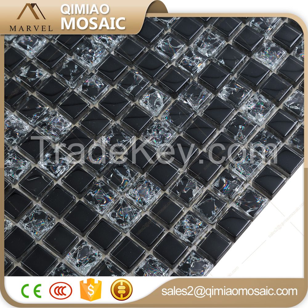 Black Cracked Broken Glass Mosaic Tile for Kitchen And Wall