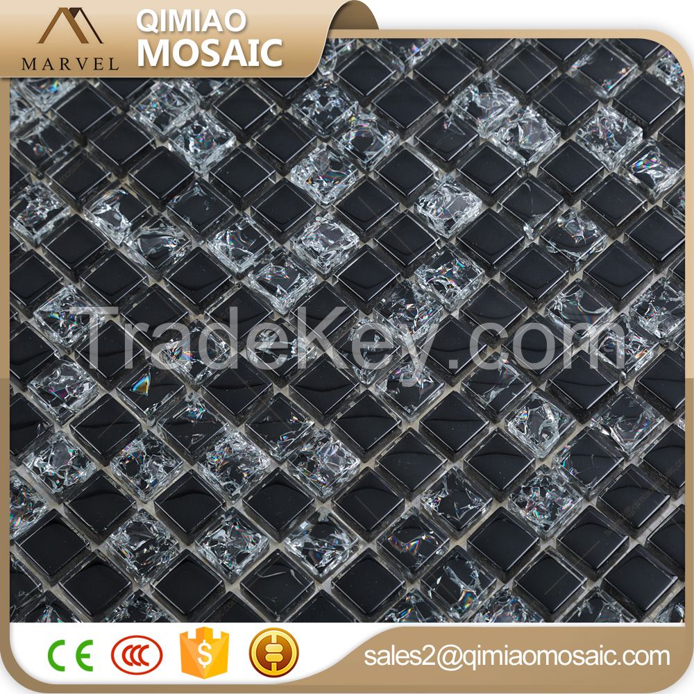 Black Cracked Broken Glass Mosaic Tile for Kitchen And Wall