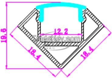 30 degree angle aluminium profile led strip for kitchen or wardrobe lighting