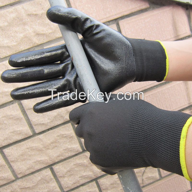 black nitrile palm coated glove china