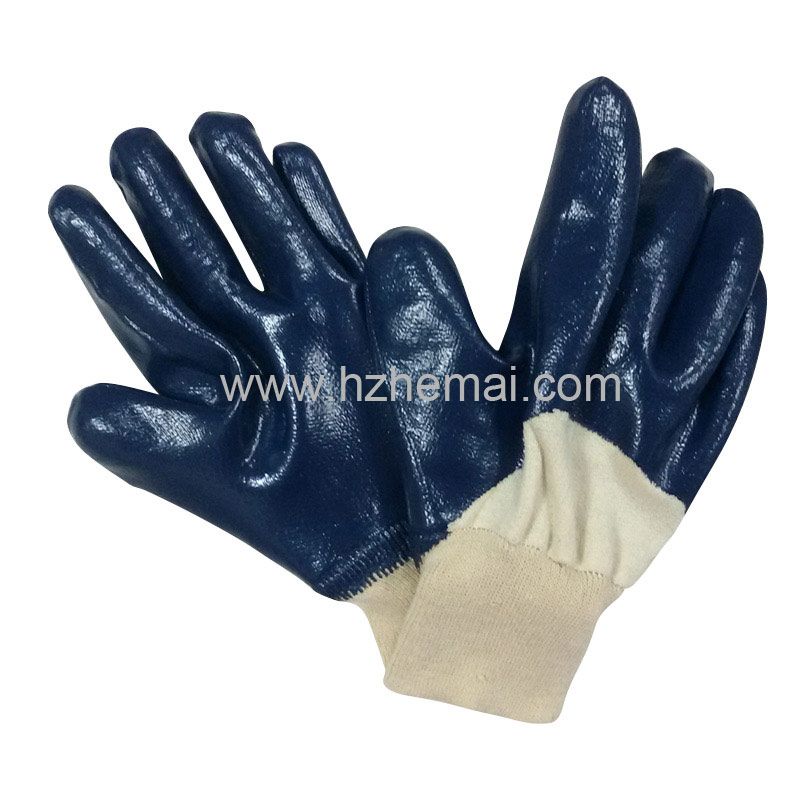 Blue nitrile gloves half dipped safety work glove