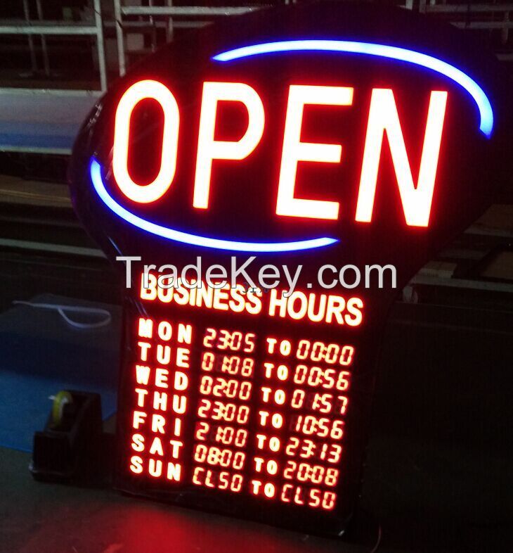 wholesale programmable Open Sign with Business Hours by sign manufacturer, Shanghai Guchen Craft Co., Ltd.