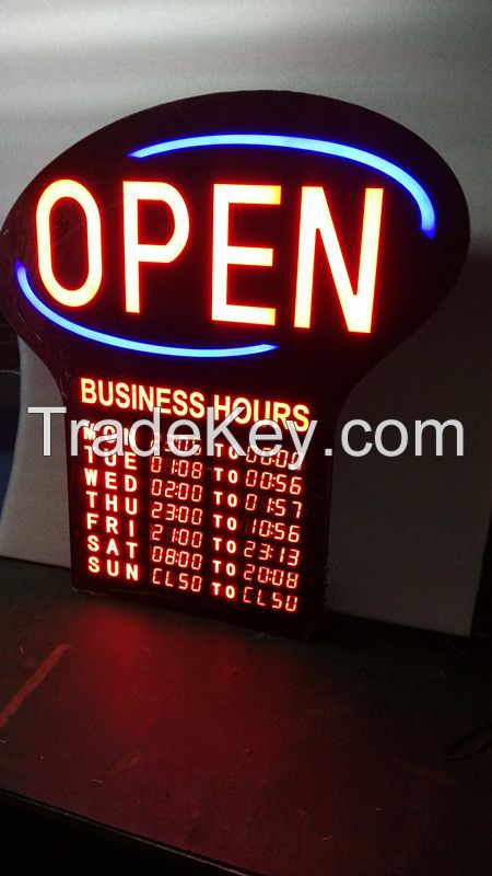 wholesale programmable Open Sign with Business Hours by sign manufacturer, Shanghai Guchen Craft Co., Ltd.
