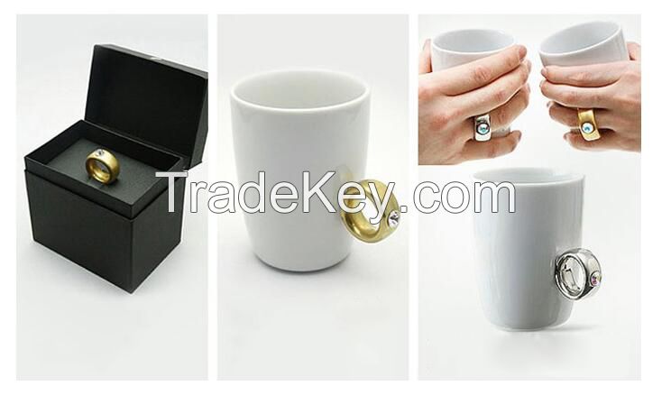 Diamond ring ceramic mug ring cup