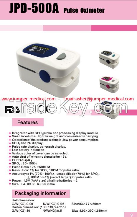 JPD-500A pulse oximeter CE & FDA certifications