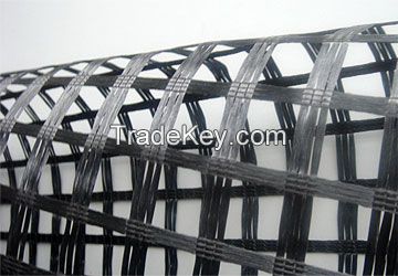 Biaxial polyester geogrid for retaining wall 