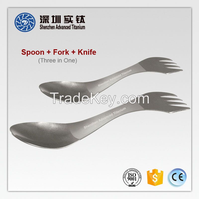 Titanium house-used campling spork spoon fork knife 3 in 1 supplier in China