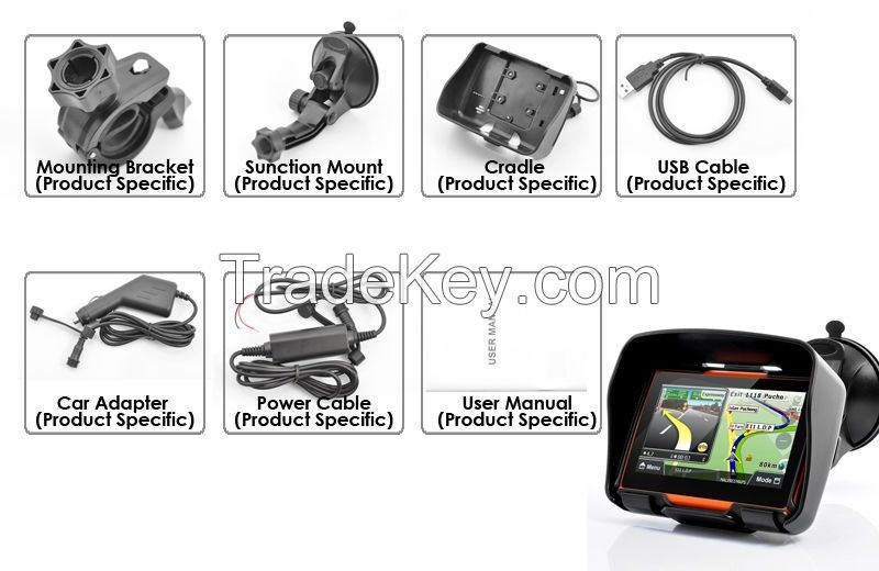 4.3 Inch Motorcycle GPS Navigation System - Waterproof, 8GB Internal Memory, Bluetooth,Map