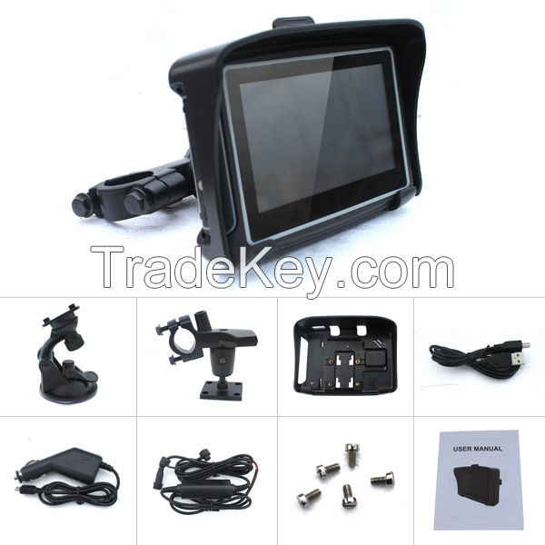 4.3 inch HD 8GB Internal waterproof IPX7 Bluetooth GPS navigator motorcycle + Windows CE 6.0+ Free Maps