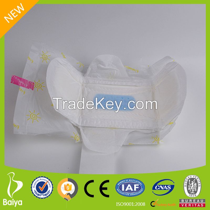 OEM Female Care Products Super Absorbent Dry Cotton Sanitary Organic Pads Best Menstrual Wing Sanitary Napkins Disposable