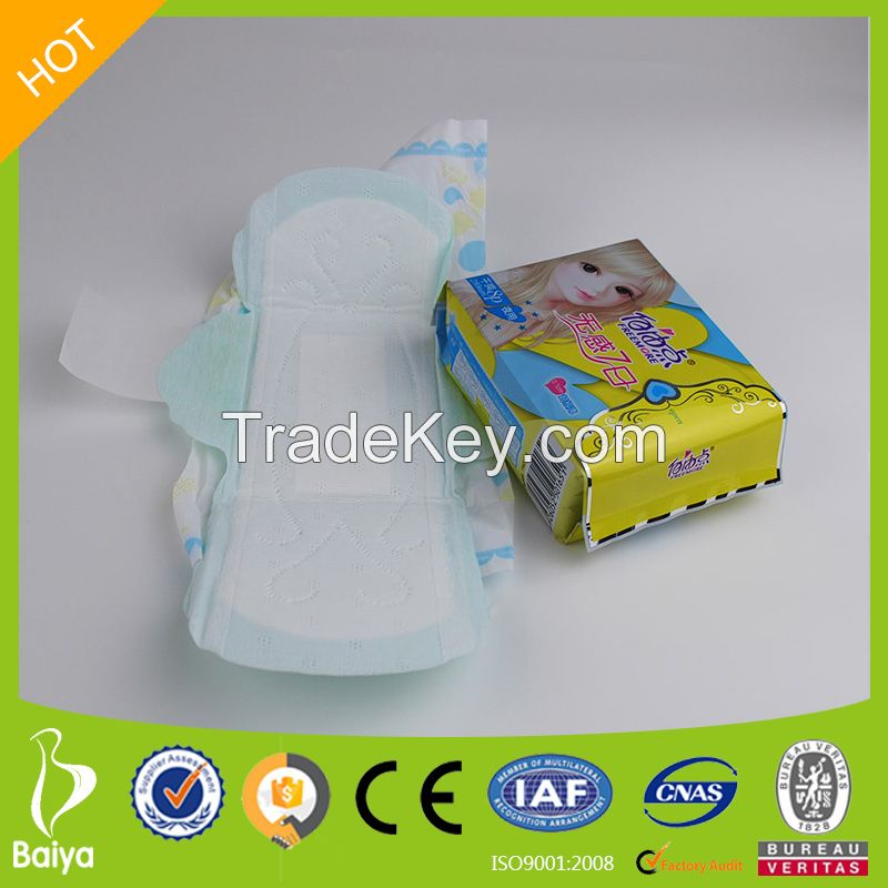 OEM Free Samples 400mm Extra long Cotton Sanitary Napkin Pads for Ladies