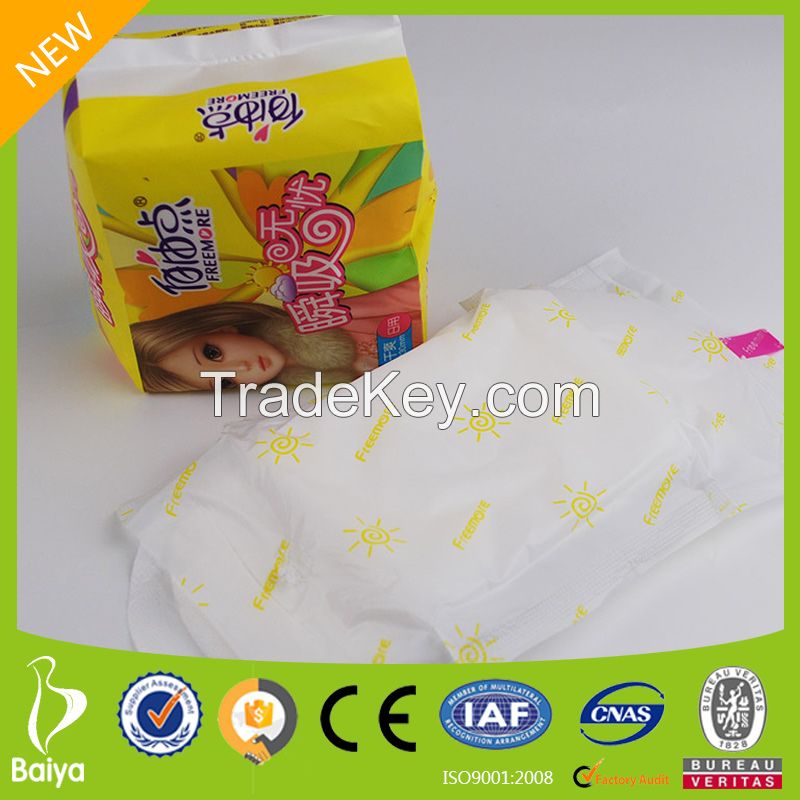 OEM Female Care Products Super Absorbent Dry Cotton Sanitary Organic Pads Best Menstrual Wing Sanitary Napkins Disposable