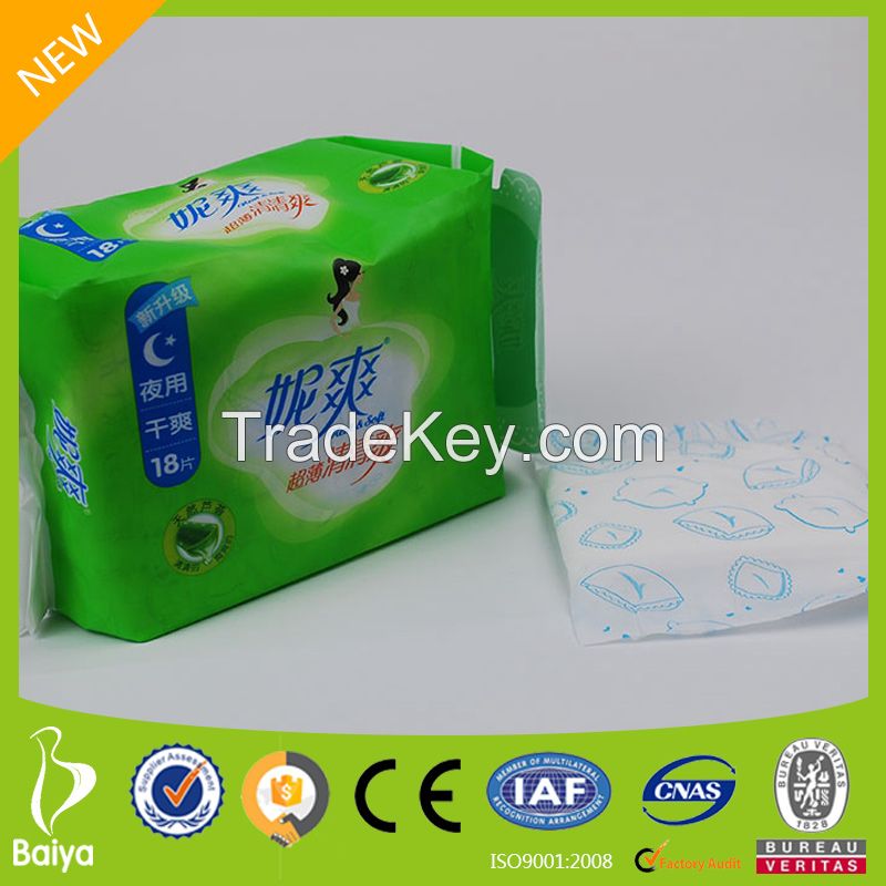 280mm OEM Mesh Topsheet Super Absorbent Breathable Best Sanitary Napkins