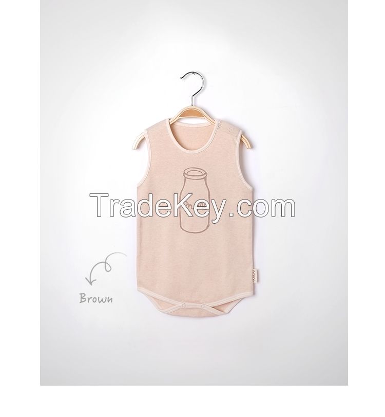 100% organic cotton baby onesie sleeveless nature color with organic certifications