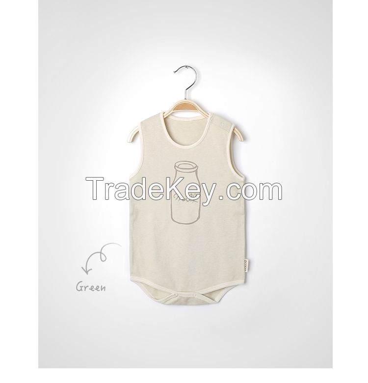 100% organic cotton baby onesie sleeveless nature color with organic certifications