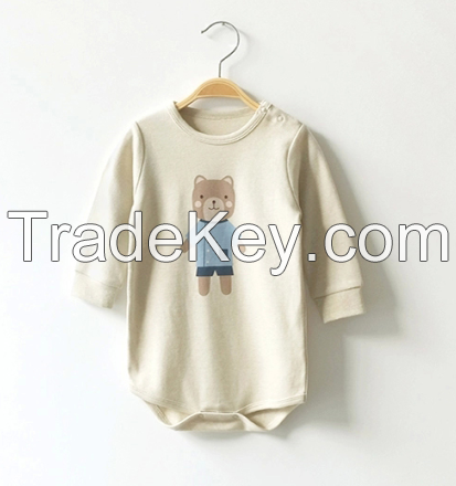 100% organic cotton baby onesie long sleeves with cute printing and certification