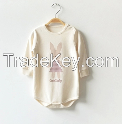 100% organic cotton baby onesie long sleeves with cute printing and certification