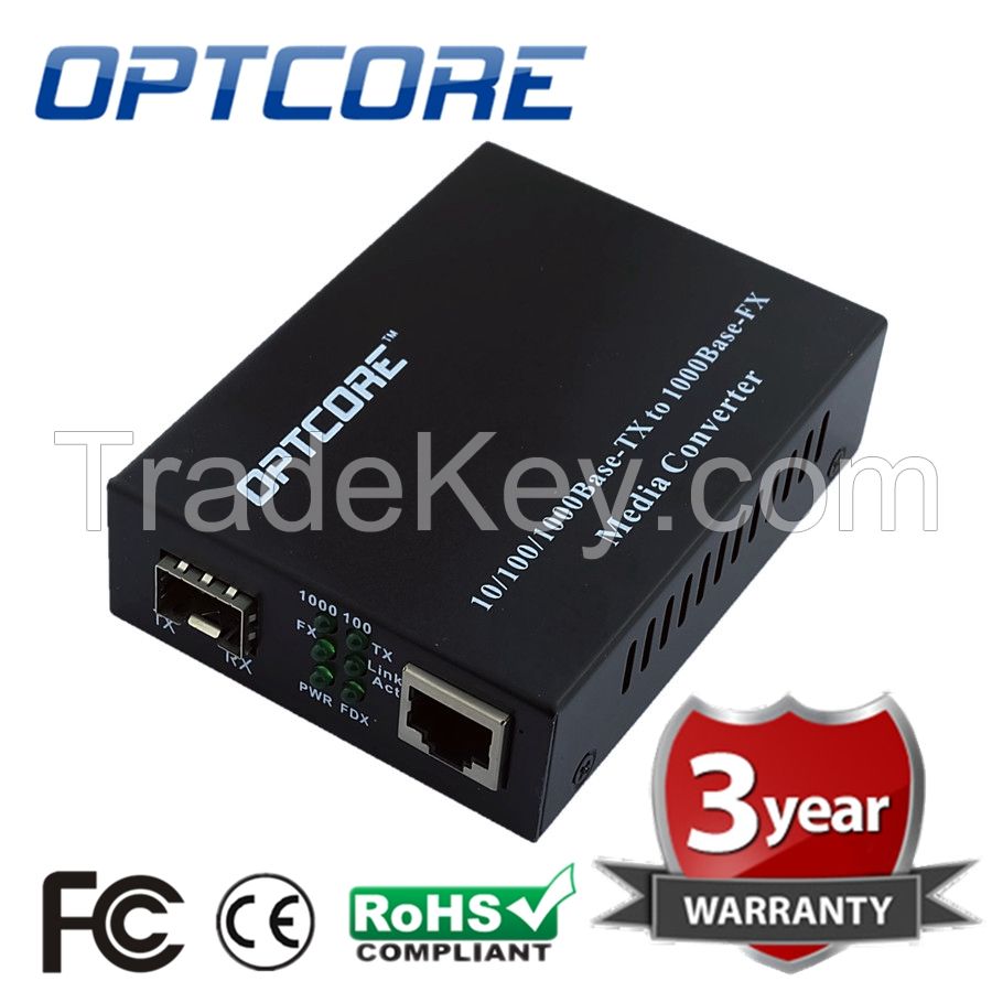 10/100/1000M Single Mode 20km WDM Media Converter Single Mode SC/ST/FC 20km WDM Fiber Optic Media Converter (1SC/ST/FC+1RJ45)