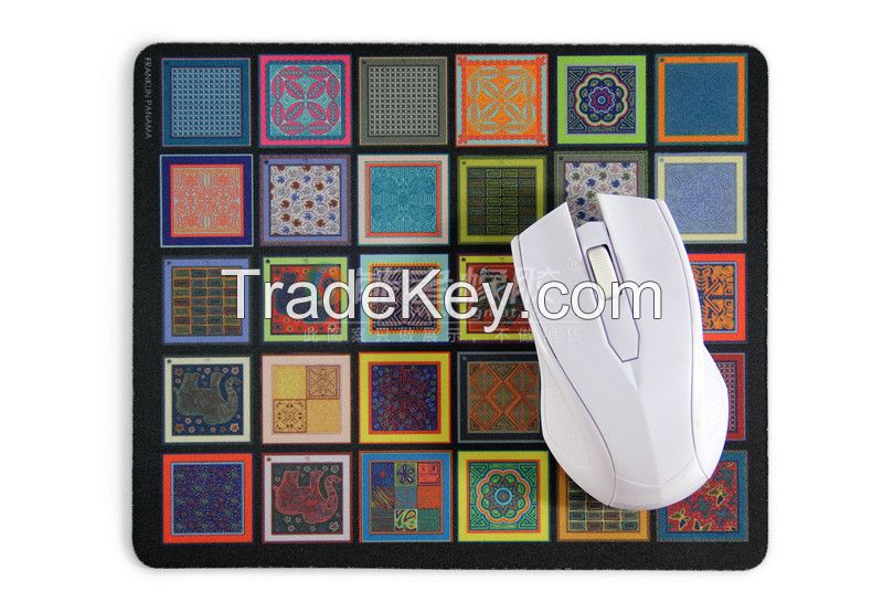 Square Grid design rubber+farbic mouse pad .