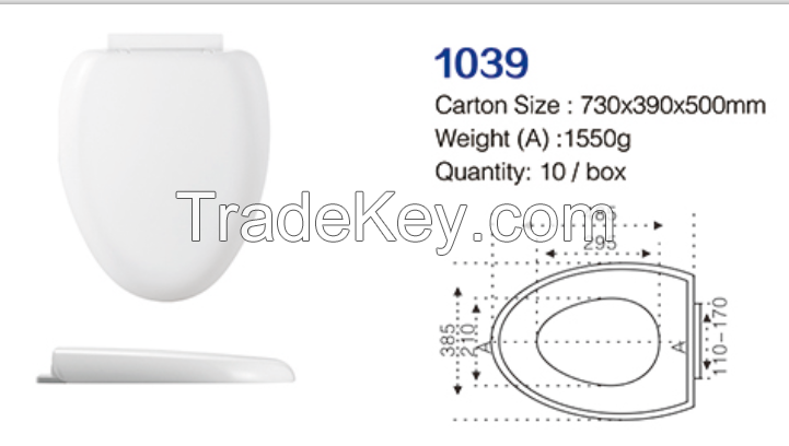 White pp slow drop water closet family toilet seat for wc-1039