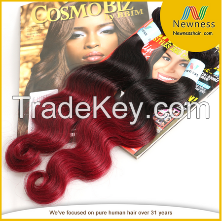 factory direct sale cheap burgundy human hair virgin indian ombre hair weaves extension
