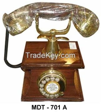 Brass Wooden Maharaja Telephone 