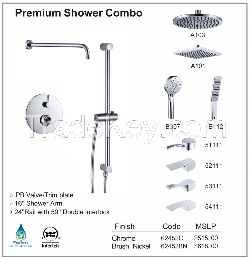Premium Shower Combo with Pressure Balance Valve