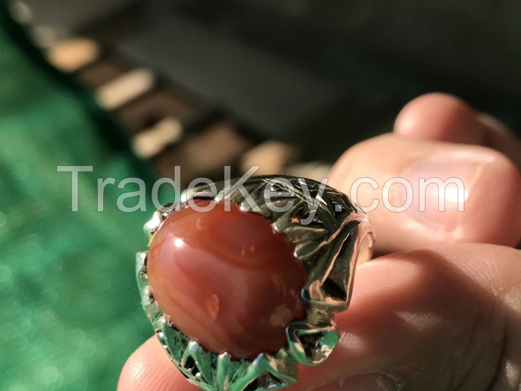 100% Natural Sulimani Agate Yemeni Aqeeq Ring 925 sterling silver Men Ring US Size