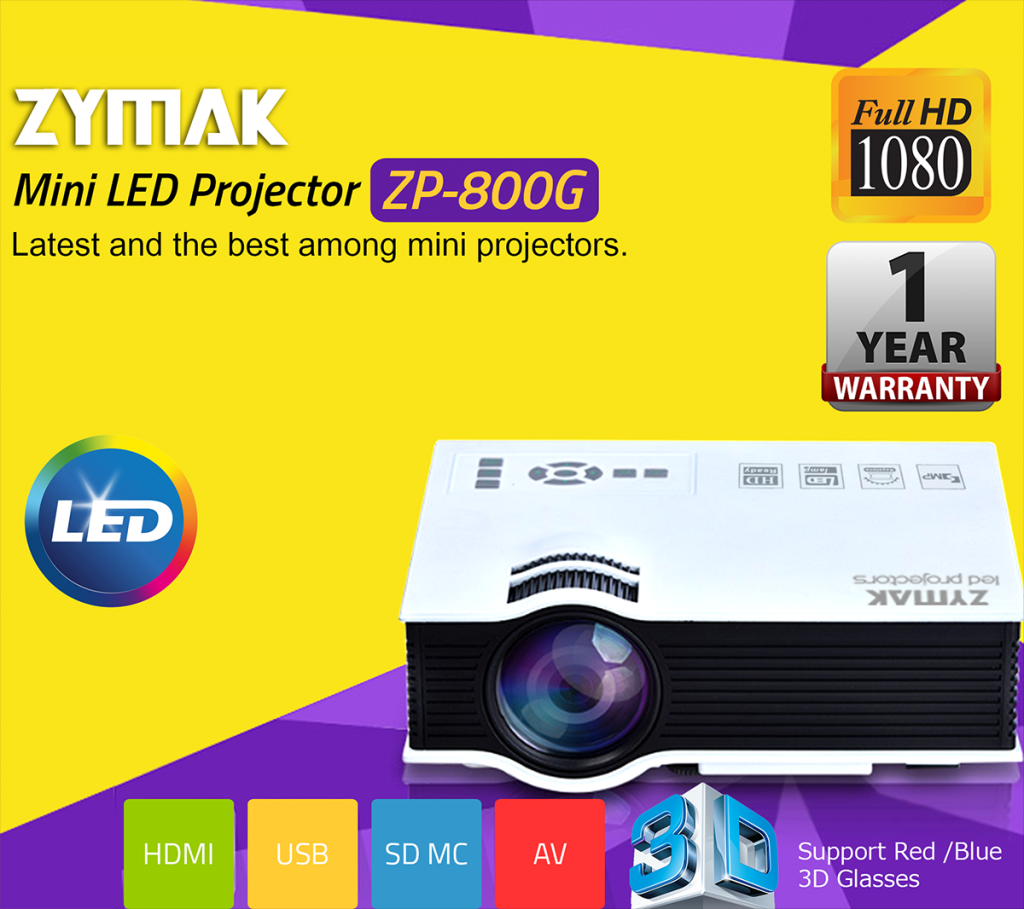 Projector Zymak LED Projector ZP800G With WARRANTY
